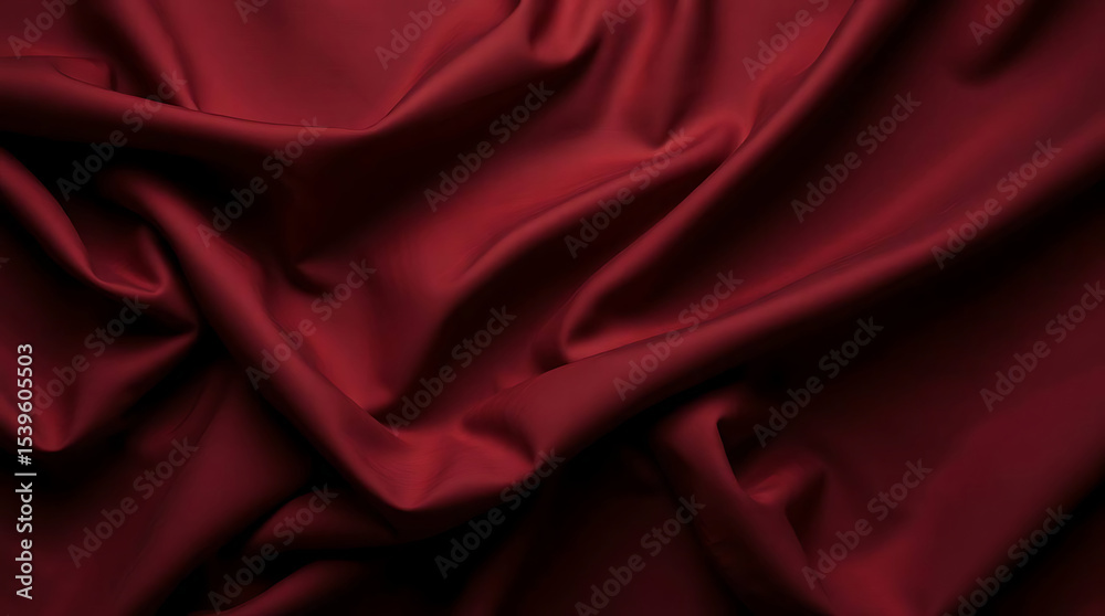Fototapeta premium Luxurious deep red fabric draped elegant smooth texture background