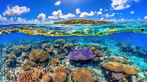 Tropical Coral Reef Bursting With Color Beneath Crystal Blue Sea