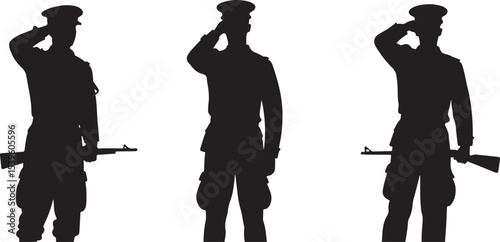 Standing soldier silhouette vector military man