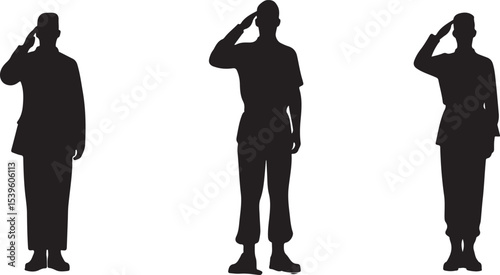 Standing soldier silhouette vector military man