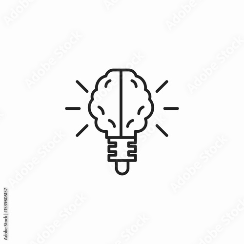 brain lightbulb idea icon sign vector