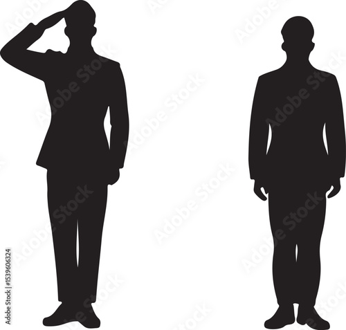 Standing soldier silhouette vector military man