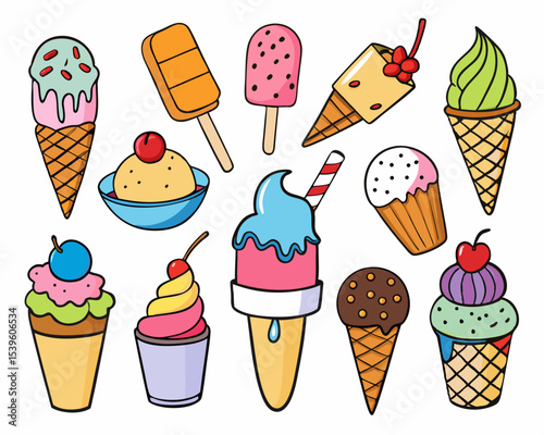 Cartoon ice cream treats collection