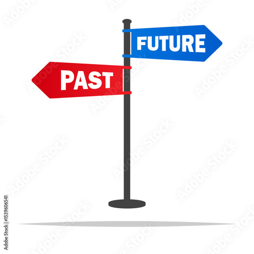 Future and past signage vector isolated illustration