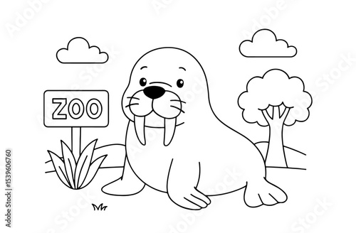 Coloring pages of a cute seals for kids