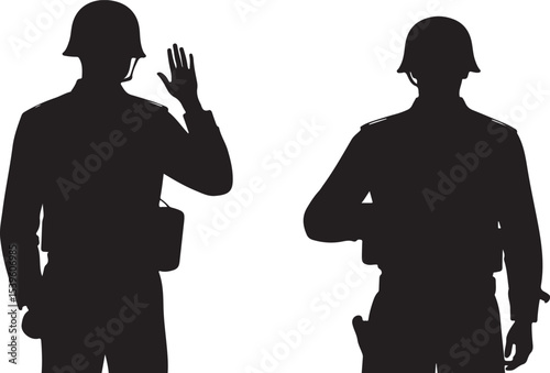 Standing soldier silhouette vector military man