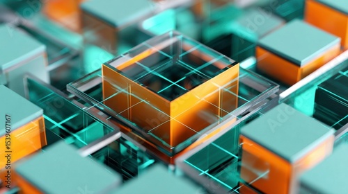 Abstract Technology Cubes, Data Structure, Artificial Intelligence Concept, Modern Background