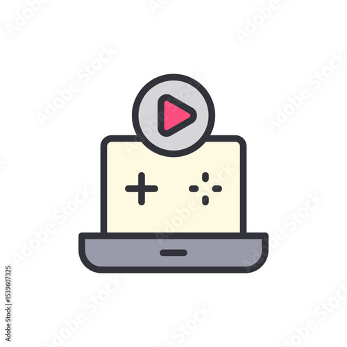 Laptop With Controller And Play Button For Digital Entertainment