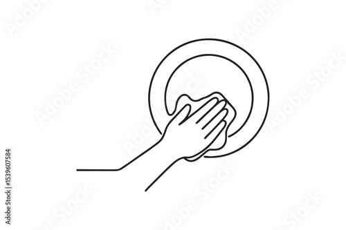 Hand Cleaning Plate continuous one line drawing minimalism design
