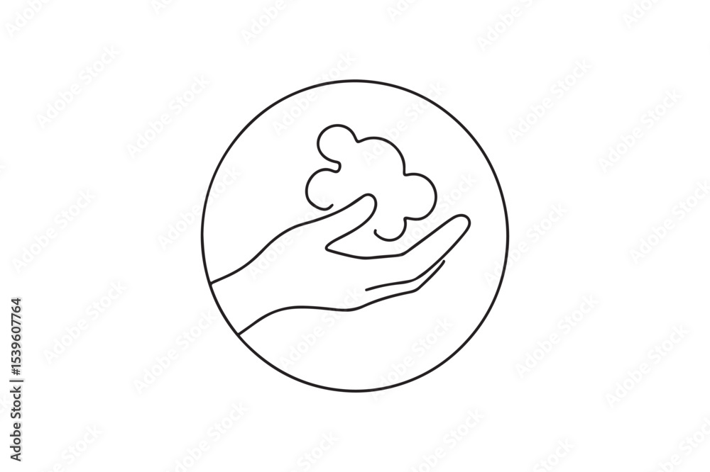 Hand Washing in Circle continuous one line drawing minimalism design Hand Washing in Circle continuous one line drawing minimalism design