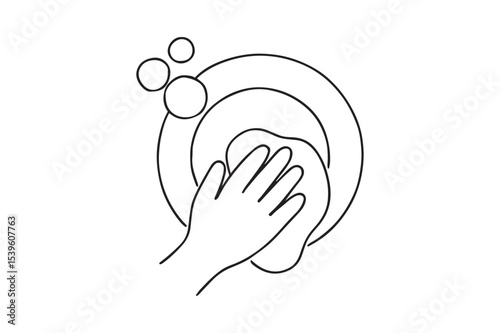 Hand Washing Dish continuous one line drawing minimalism design