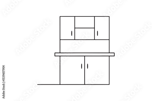 Kitchen Cabinet continuous one line drawing minimalism design