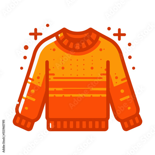 An orange knit sweater with horizontal stripes and speckles, indicating warmth and texture. Ideal for fashion blogs, e-commerce sites, or articles on knitwear and autumn/winter apparel.