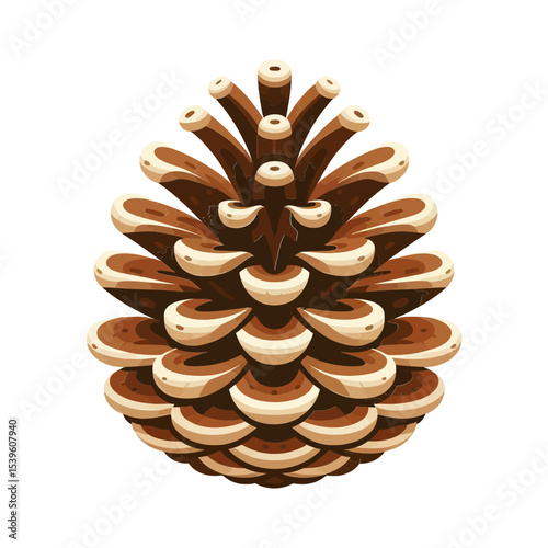 detailed brown and tan pinecone, showcasing its scales and conical shape. Ideal for nature blogs, craft websites, or content about forests, autumn, and winter decor.