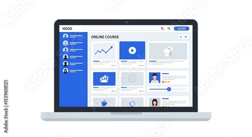Online Course Platform Laptop Screen Showing Learning Management System Interface Students Progress