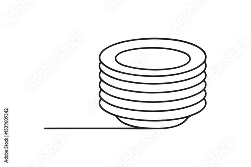 Stack of Plates continuous one line drawing minimalism design