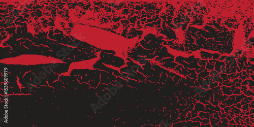 Distressed red grunge texture on a dark background, vector