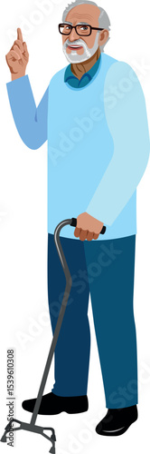 elderly man with a stick
