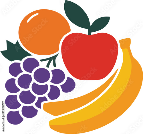 Assorted Fruits Silhouette Vector Illustration ripe mangos