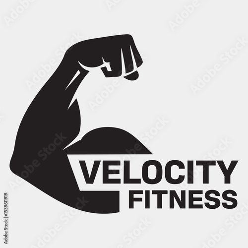  Vector Logo: Strong Arm & "VELOCITY FITNESS" - Performance Training Brand.