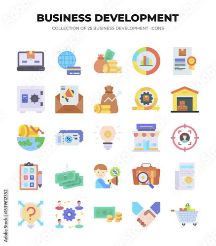 Business Development Icons. Marketing. Finance. and Growth Strategies