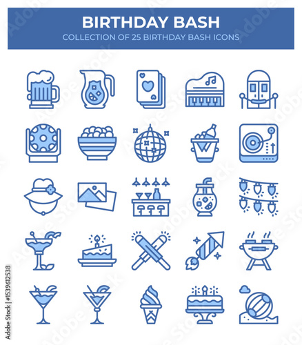 Birthday Bash. Collection of 25 Birthday Party Icons