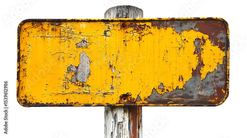 Yellow rusted metal sign background texture graphic resource blank aged weathered material design element transparent background png