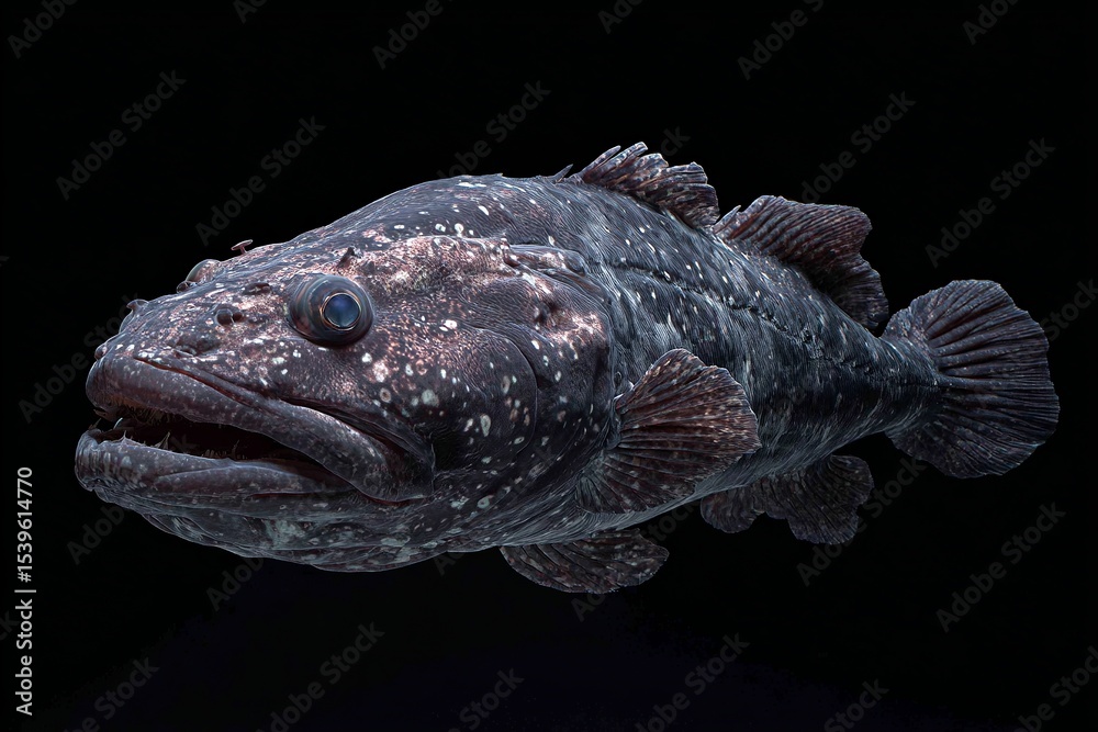 Fototapeta premium A large fish with a mouth open and a black background