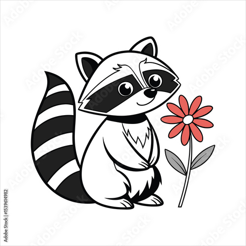 Flower With Raccoon Animal 