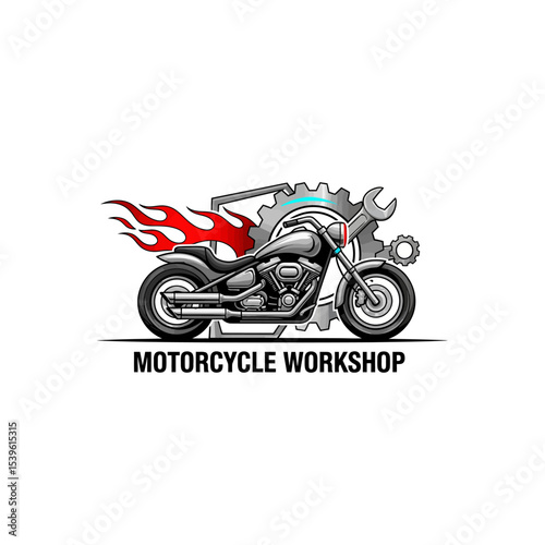 very cool motorcycle repair shop logo