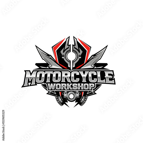very cool motorcycle repair shop logo