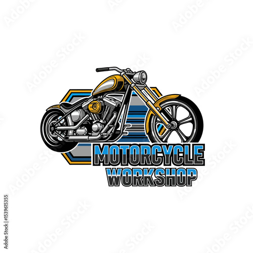 very cool motorcycle repair shop logo