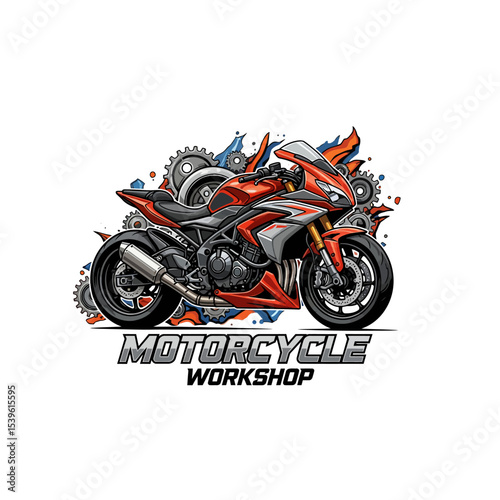 very cool motorcycle repair shop logo
