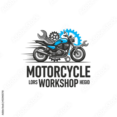 very cool motorcycle repair shop logo
