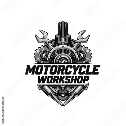 very cool motorcycle repair shop logo