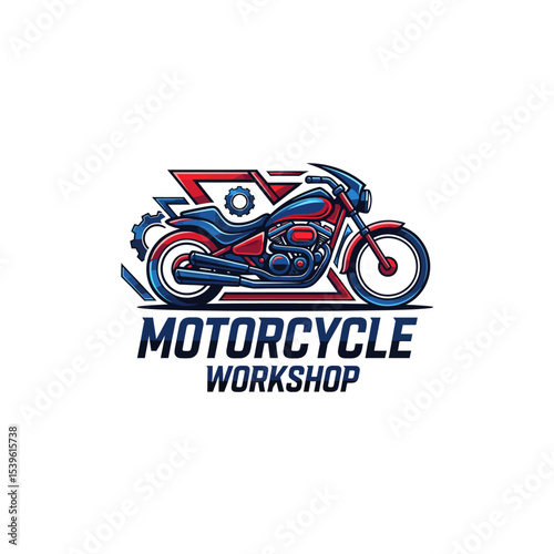 very cool motorcycle repair shop logo