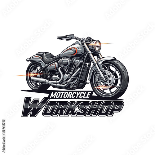 very cool motorcycle repair shop logo