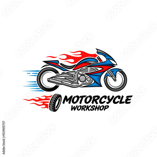 very cool motorcycle repair shop logo