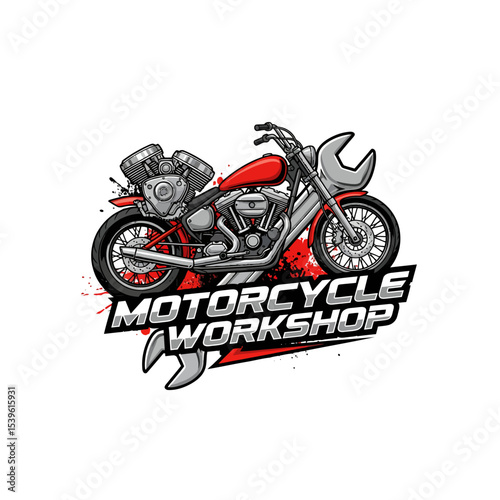 very cool motorcycle repair shop logo