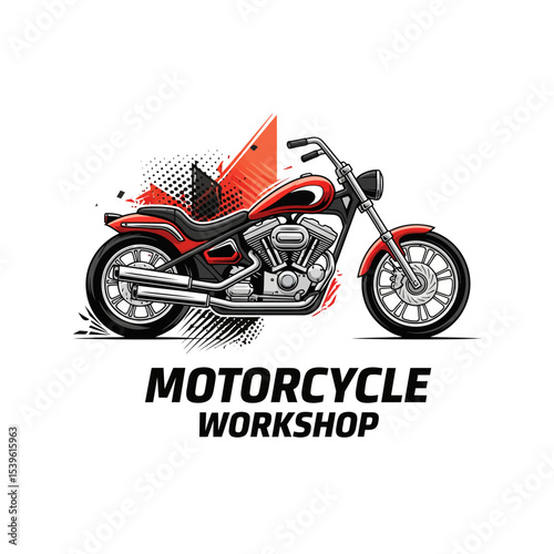 very cool motorcycle repair shop logo