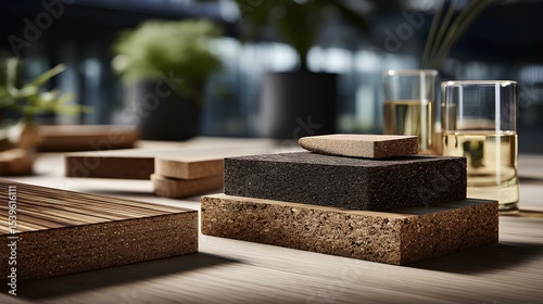 Exploring eco-friendly materials contemporary workspace product photography indoor setting close-up view sustainable design