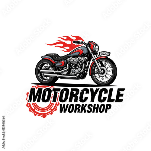 very cool motorcycle repair shop logo