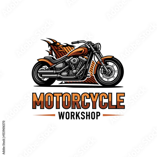 very cool motorcycle repair shop logo