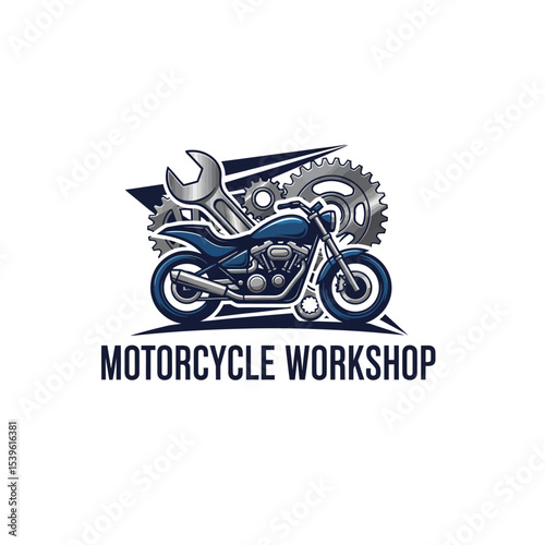 very cool motorcycle repair shop logo