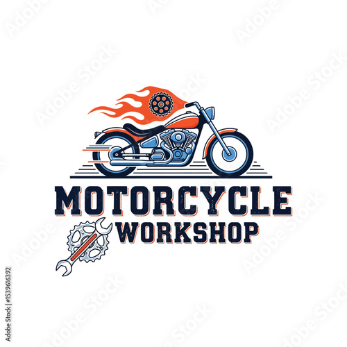 very cool motorcycle repair shop logo