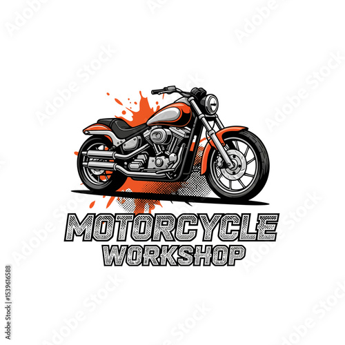 very cool motorcycle repair shop logo
