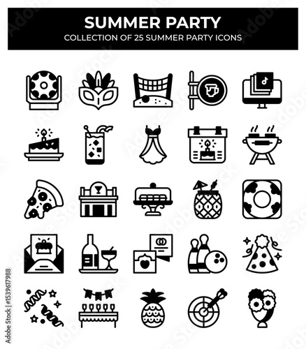 Summer Party. Collection of 25 Summer Party Icons