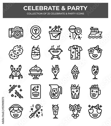 Celebrate & Party. Collection of 25 Delightful Icons