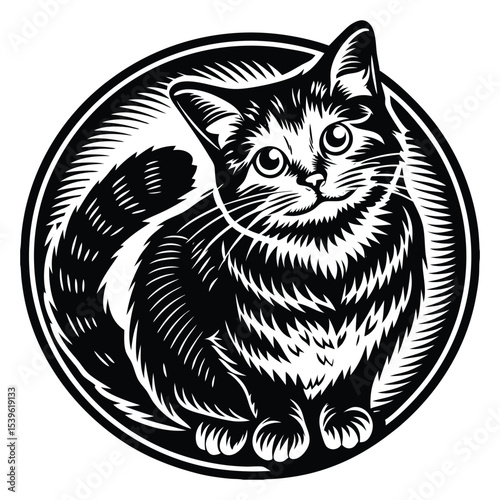 Set of black cats looking out of the corner. Collection of cat faces that spy on you. Playing pets. Tattoo.
