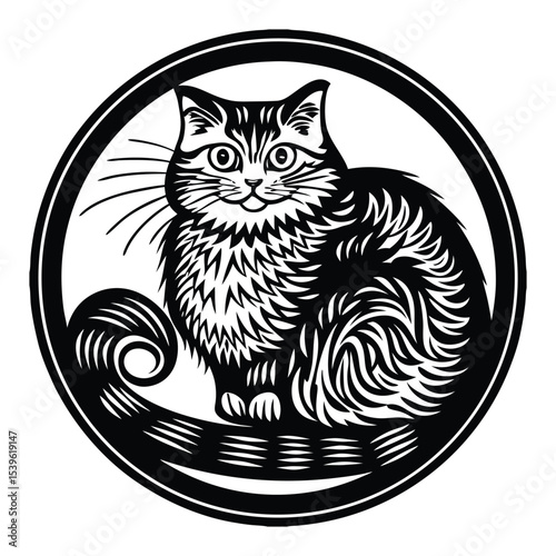 Set of black cats looking out of the corner. Collection of cat faces that spy on you. Playing pets. Tattoo.